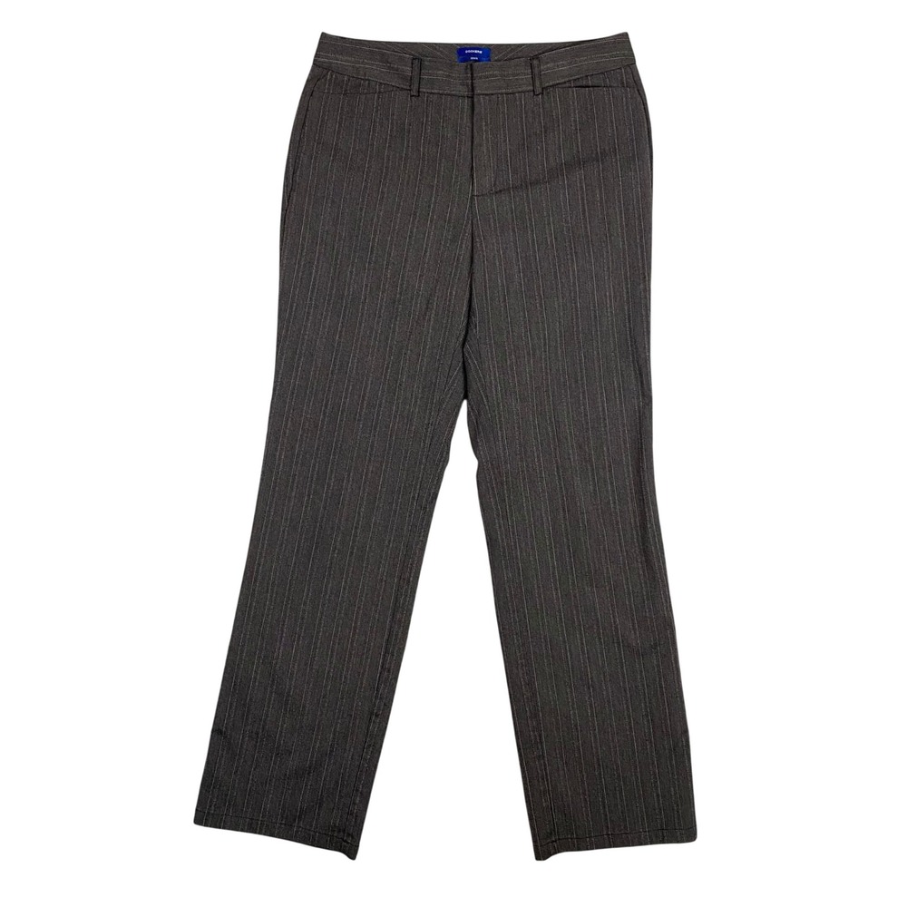 Dockers Womens Ideal Fit Metro Pant Mid Rise Striped Gray Size 12 Medium